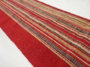 手織り真綿紬縞模様織出し名古屋帯